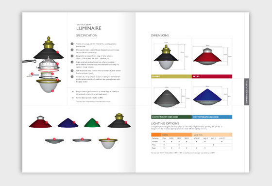 Product report design, product marketing design, print brochure design, lighting report design